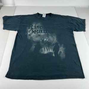 Y2K Rise Against Shirt Adult Large Black Faded Love Heart Thrashed Short Sleeve